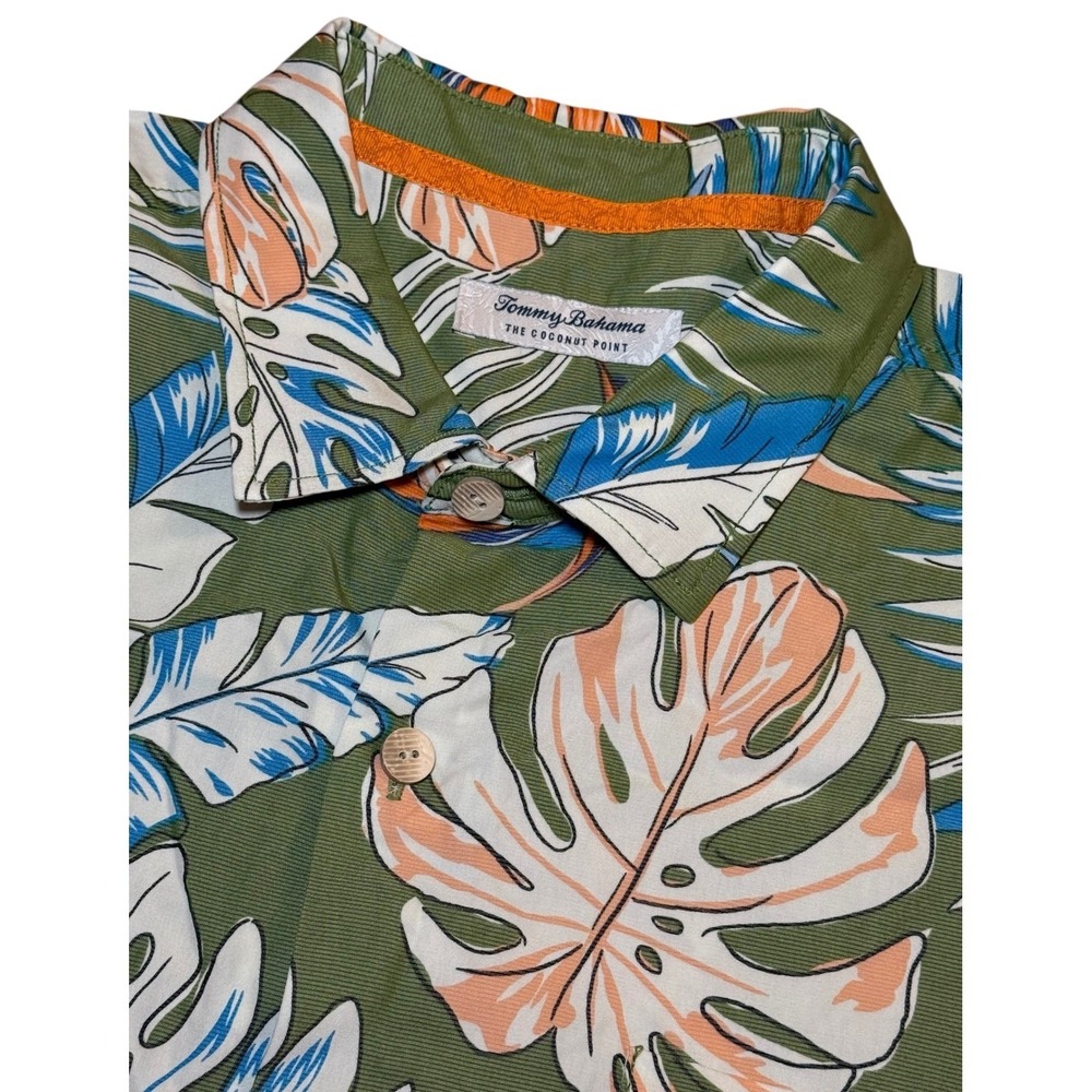 Tommy Bahama The Coconut Point Mens XL Green Tropical Floral Shirt Short Sleeve